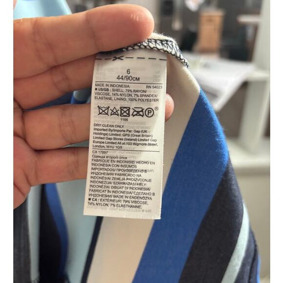 Banana Republic Women 6 V-Neck Rear Zip Blue Black Knee Length Bodycon Dress - Picture 4 of 8